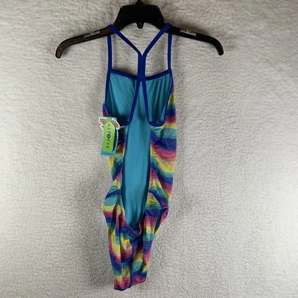 Speedo Swimsuit Women's 30 Rainbow Stretch T-Back Endurance‎ One Piece 8084